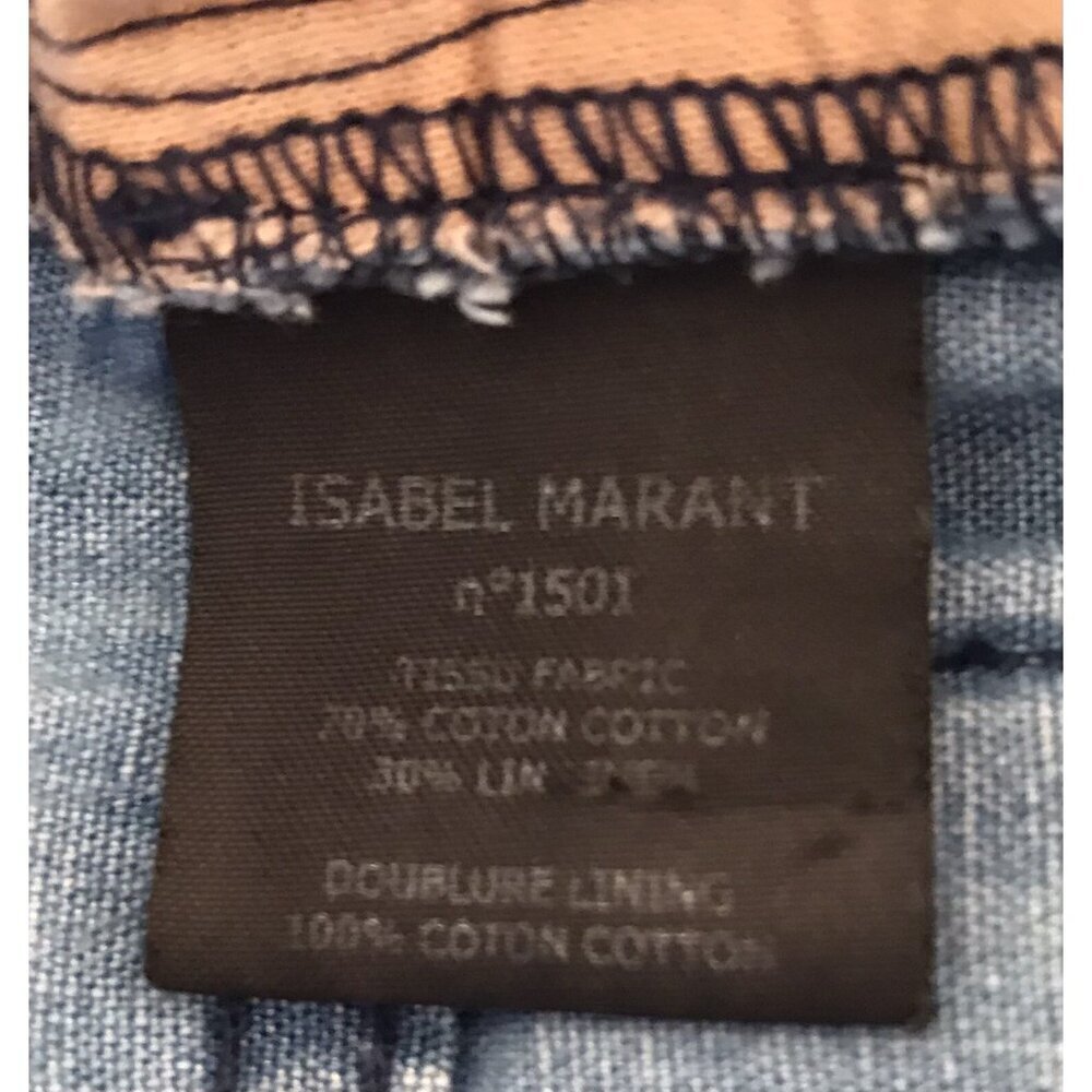 Isabel Marant Etoie Light Blue Floral Cotton Linen Jeans EUR Size 38 US 27/28 - Picture 6 of 10